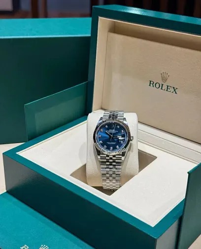ROLEX Datejust Blue Dial Diamonds